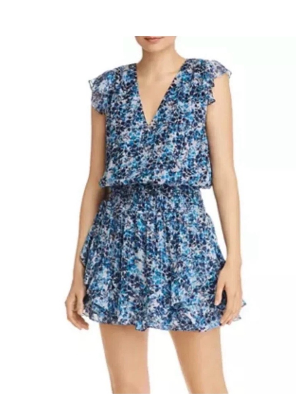 Ramy Brook Women's Blue Floral‎ Print Simone Silk size large EUC